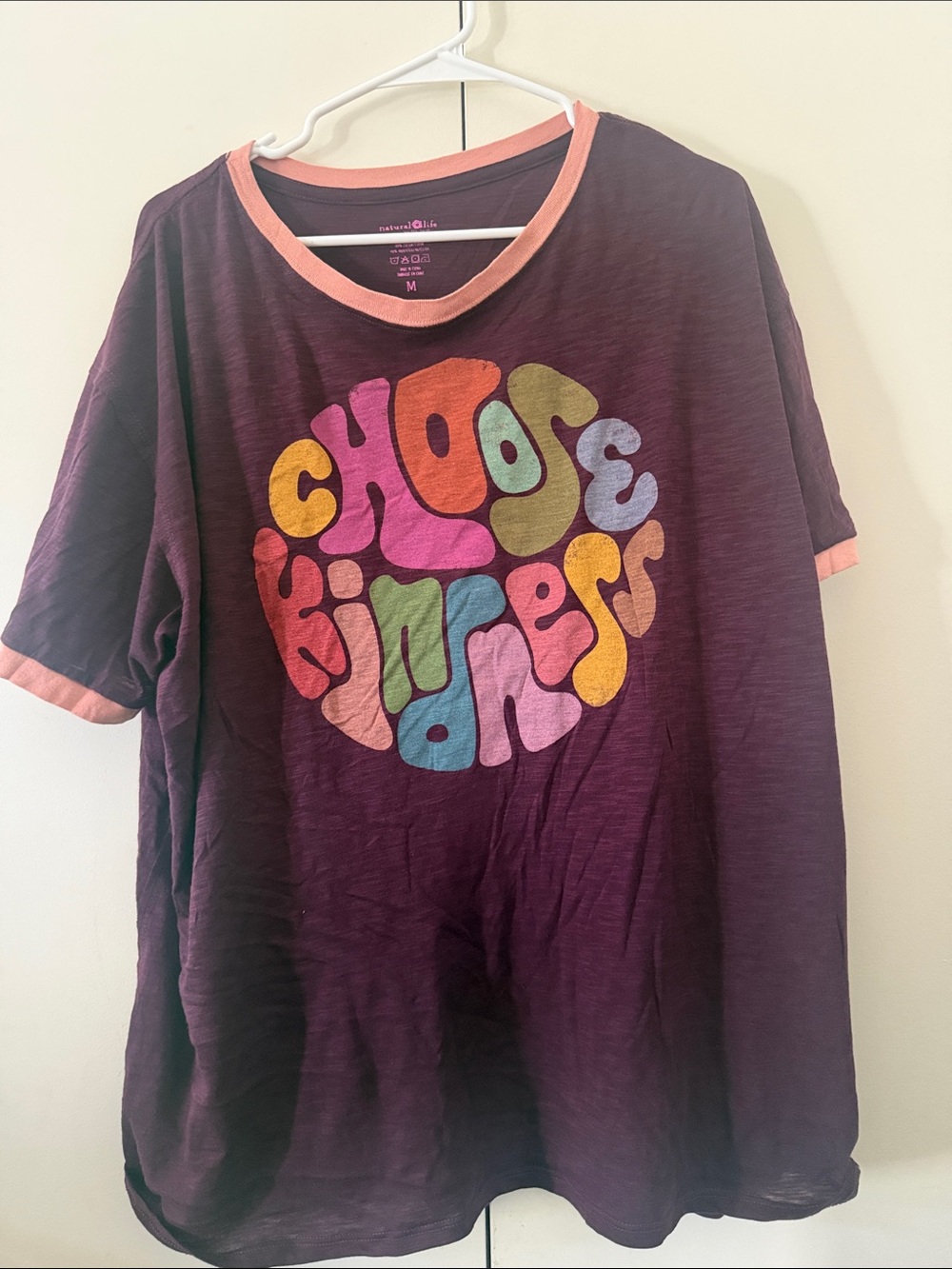 NATURAL LIFE Purple 'Choose Kindness' Graphic Tee with Peach Trim